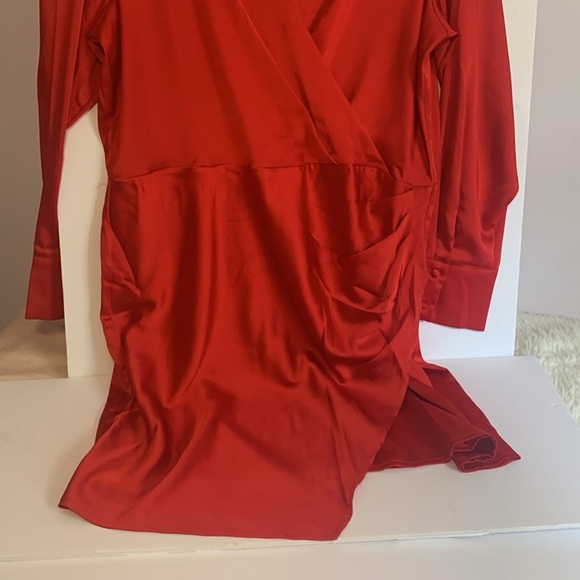 A NEW DAY RED DRAPED WRAP DRESS LONG SLEEVE DRESS SIZE XL - Picture 5 of 6